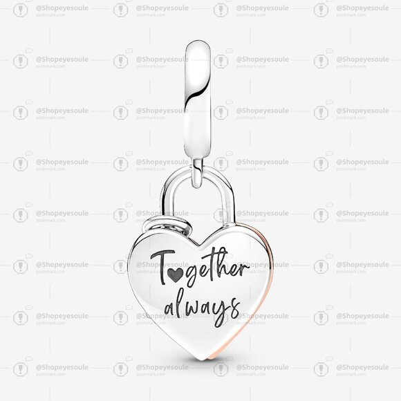 Pandora Heart Padlock Double Dangle Charm - Picture 2 of 6